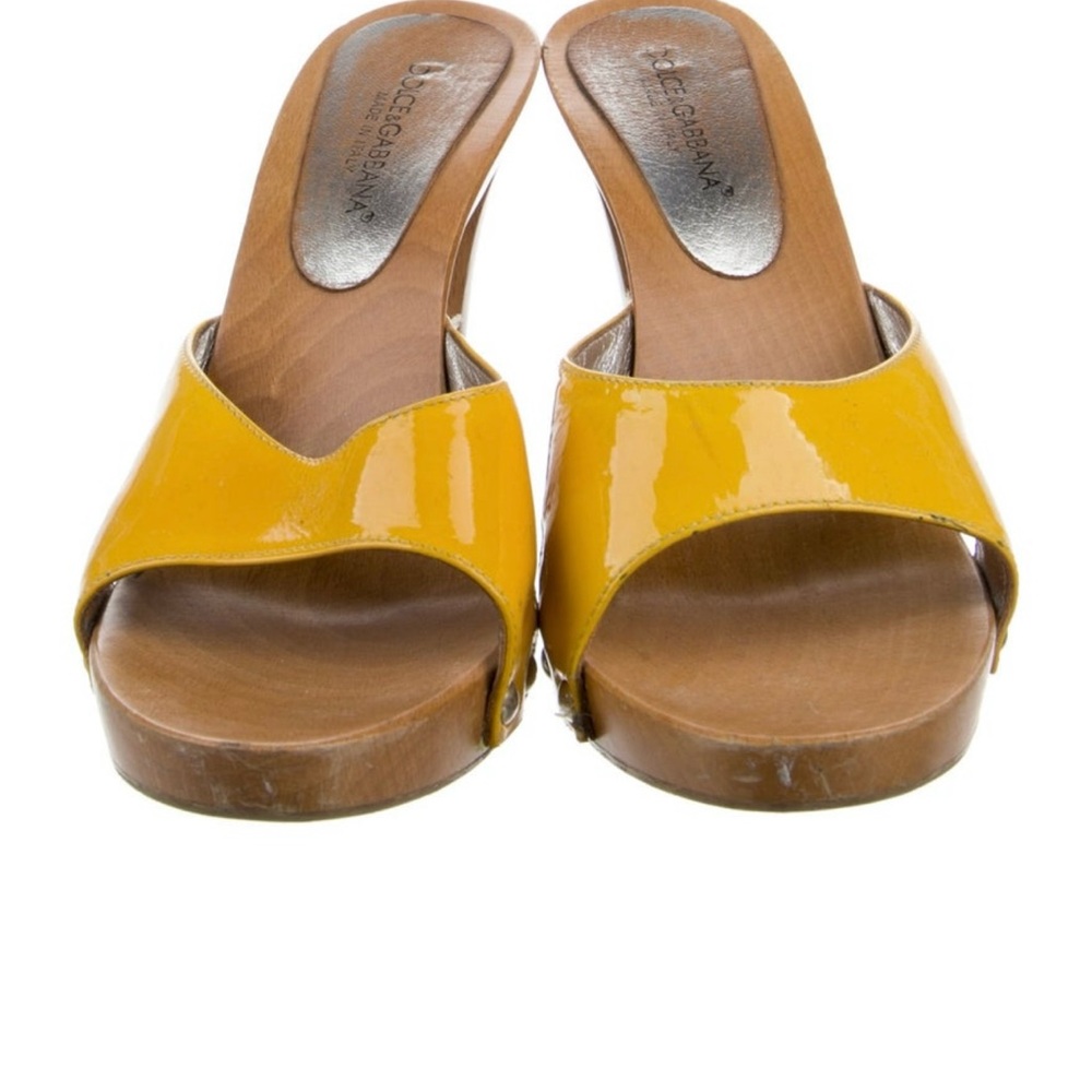 Dolce & Gabbana Yellow Patent Leather Mules